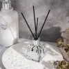 Aroma diffuser, glass bottle aroma diffuser, black oil absorber, label, white circular base, aroma diffuser, portable aroma diffuser, flame fireplace, automatic aroma diffuser, two-fluid aroma equipment Specification image